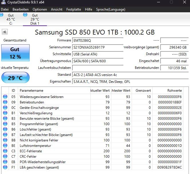 Samsung Harddisks: SSD Samsung 1TB – Gebraucht aus Willisau von aronet 1