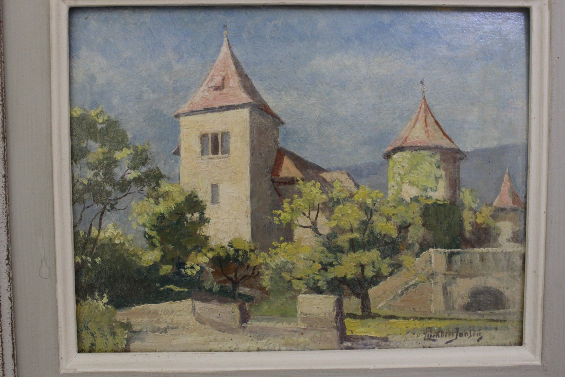 Dipinti: Château peint par Lambert Jansen (1981-1965) – Usato da Fleurier venduto da Akvdt 1
