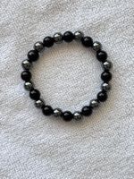 ✨ Perlenarmband schwarz und grau elastisch