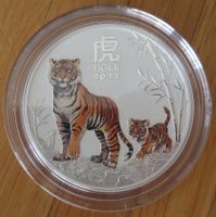 2Unzen Münze Lunar III Tiger 2022 Color Australien 999Silber