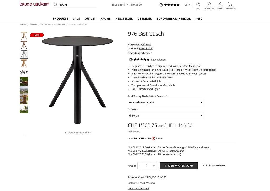 Rolf Benz Tavoli: Rolf Benz Bistrotable NP 1.445.- – Usato da Weiach venduto da A.Hatem 4
