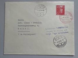 1935 1. Winteralpenpost Julier Nr. 198 Einzelfrankatur
