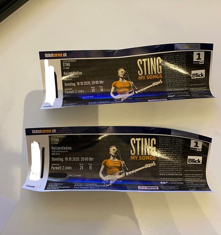 Sting Konzert 2 Tickets ab 1. 10.10.2022 Zürich Kaufen auf Ricardo