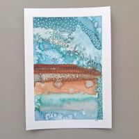 Aquarell Original Abstrakt - 14.5 x 20.5cm