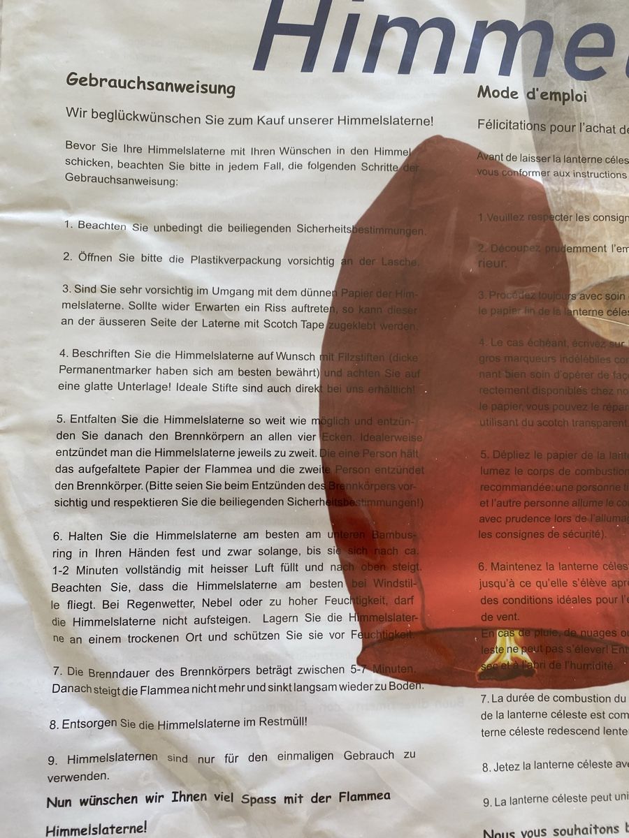 Laternen: Flammea Himmelslaterne Neu  – Neu und originalverpackt aus Zürich von Angela69 2