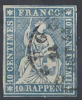 Tutti i francobolli: aa439/STRUBEL No 23 Cd  oblitéré. – Usato da Fleurier venduto da chrisssssss