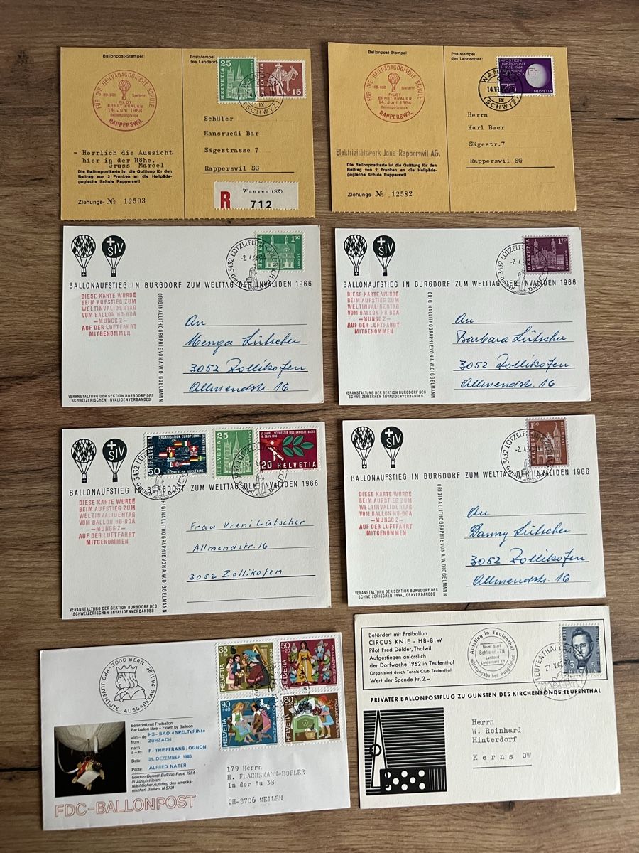 Alle Briefmarken: 26Stk. schöne Schweizer Ballon-Luftpost Belege – Gebraucht aus Braunau von Desil2511 1