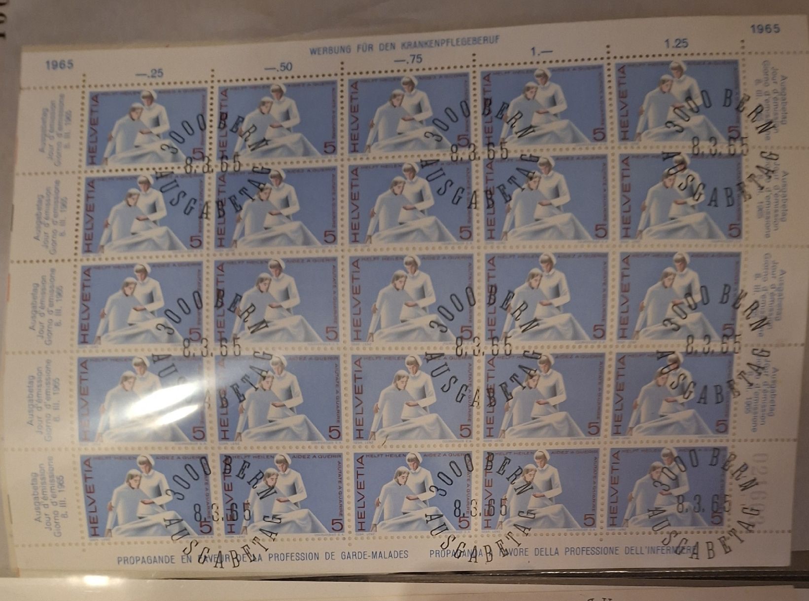 Tutti i francobolli: Bogenserie 1965 ET – Usato da Balgach venduto da SIMEON27 1