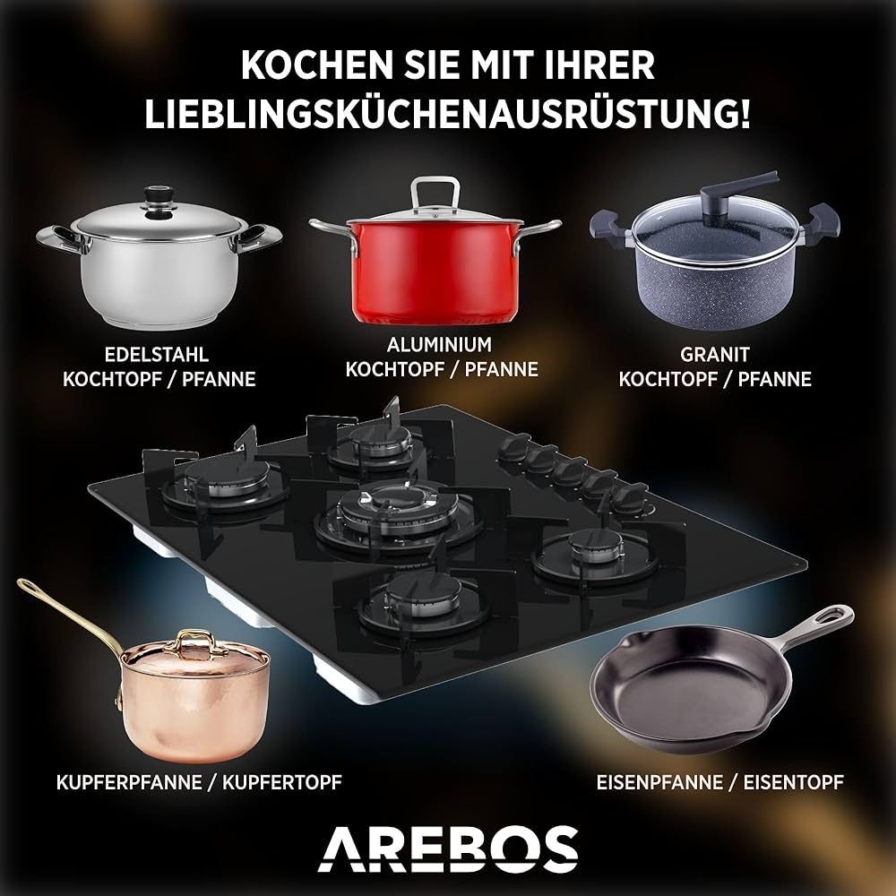 Elettrodomestici da cucina: Gasherd Glas 70cm 5 Brenner - Neu – Nuovo (secondo la descrizione) da Nebikon venduto da warendiscount 3