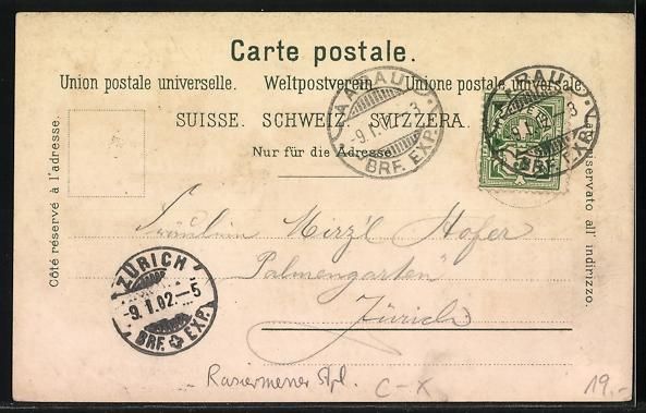 Cartoline postali: Litho Aarau, Gewerbemuseum, Rathaus, Neu – Usato da Berlin venduto da bartko-reher 1