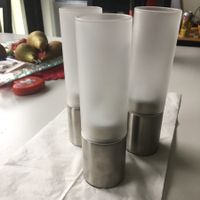 3 Windlichter, Edelstahl-Glas, LED, Timer, neuwertig