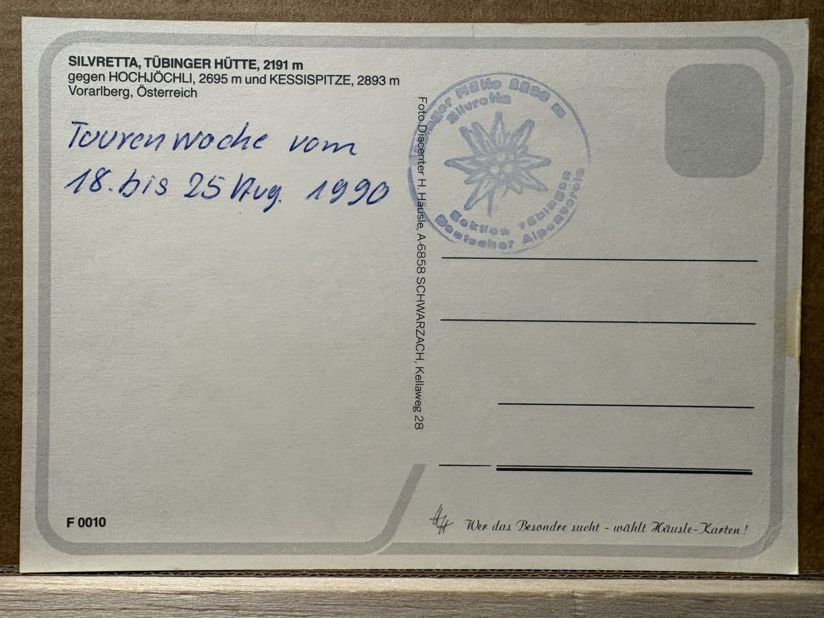 Cartoline postali: AK von Silvretta / Tübinger Hütte – Usato da Rümlang venduto da Kartenpost1 1