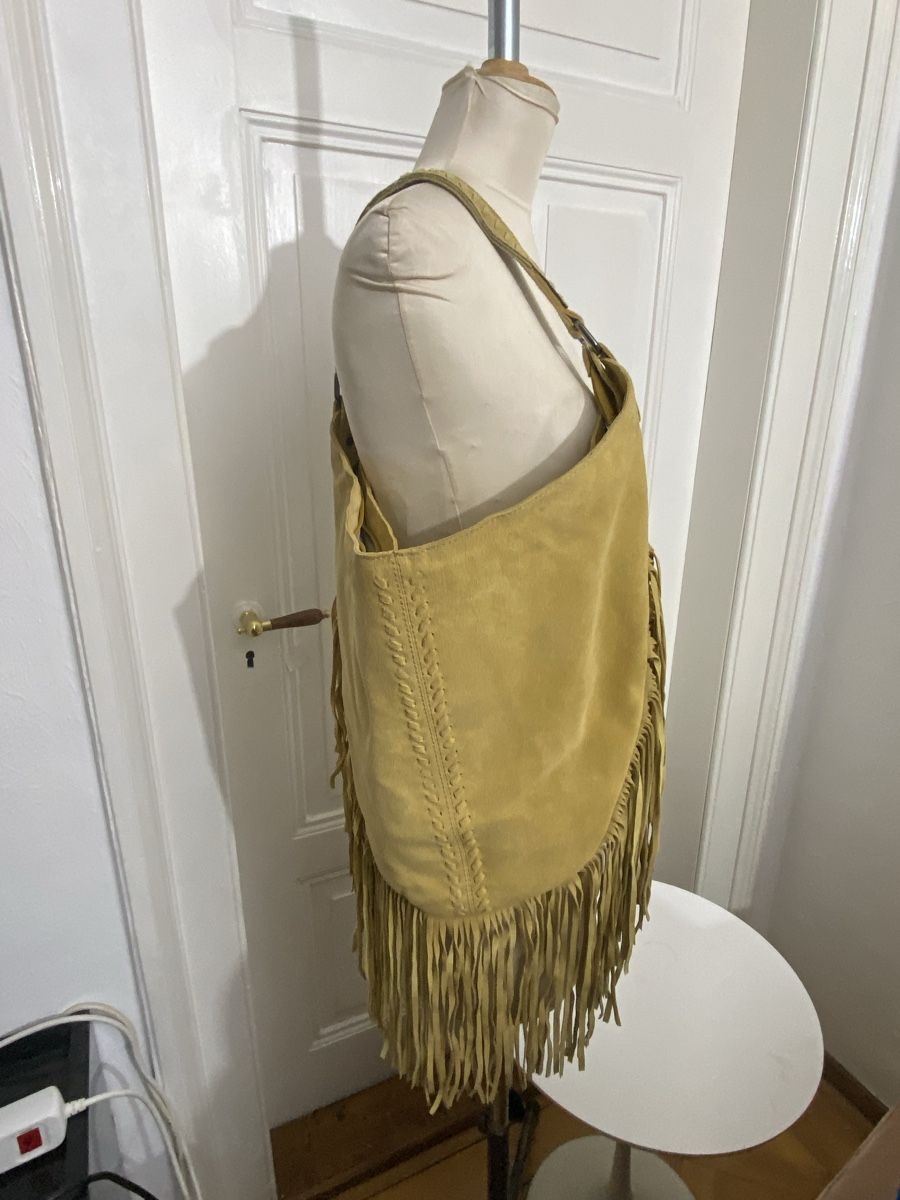 Borse da donna: Wildledertasche in Vanillegelb mit Fransen – Nuovo (secondo la descrizione) da Zürich venduto da Unique2400 1