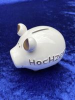 Hochzeitssparschwein Keramik Spardose weiss gold