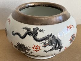 Grosse Schale Porzellan MEISSEN Reicher Drache Silbermontur