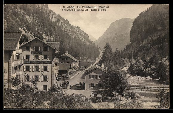 Cartoline postali: Le Châtelard /Valais, L'Hotel Suisse et – Usato da Berlin venduto da bartko-reher