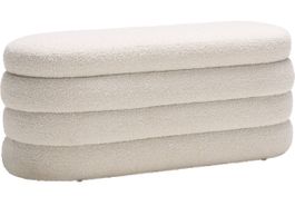 Hocker Bank mit Stauraum Bouclé weiss 120cm