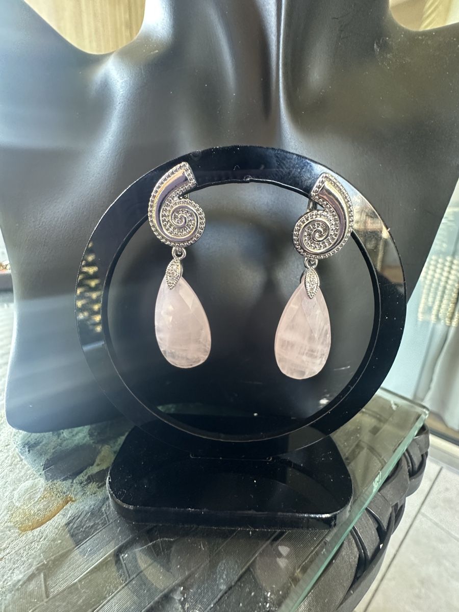Orecchini pendenti & Orecchini a lobo: Ohrringe, Rose Quartz Tropfen – Nuovo e nell'imballaggio originale da Kriens venduto da Hortensie6
