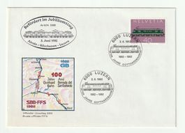 1982 Offizi Gedenkumschlag SBB 100 jähr Jubiläu Gotthardbahn