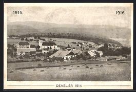 Develier, Teilansicht mit Kirche 1914-15