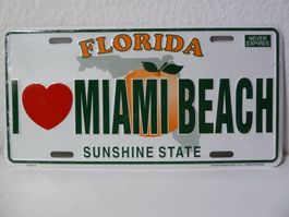 USA Nummernschild License Plate FLORIDA - I ❤ MIAMI BEACH