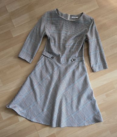 Orsay kariertes elegantes Kleid Gr. 36 beige