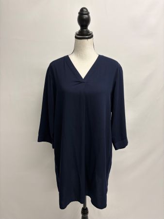 Uniqlo lange Bluse Tunika blau Viskose 3/4 Arm