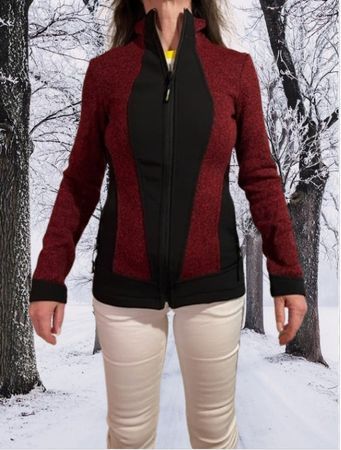 NEUE CrewWork Strickjacke rot mit Softshell Gr. XS - 221213