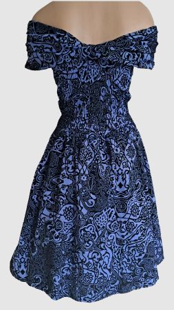 Vintage Cocktailkleid Abendkleid Carmenkragen Glitzer Gr. XL