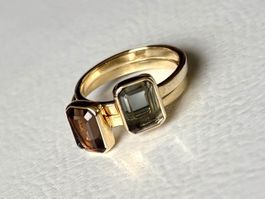 Ring blau eckig rechteckig Baguette 925 gold 52