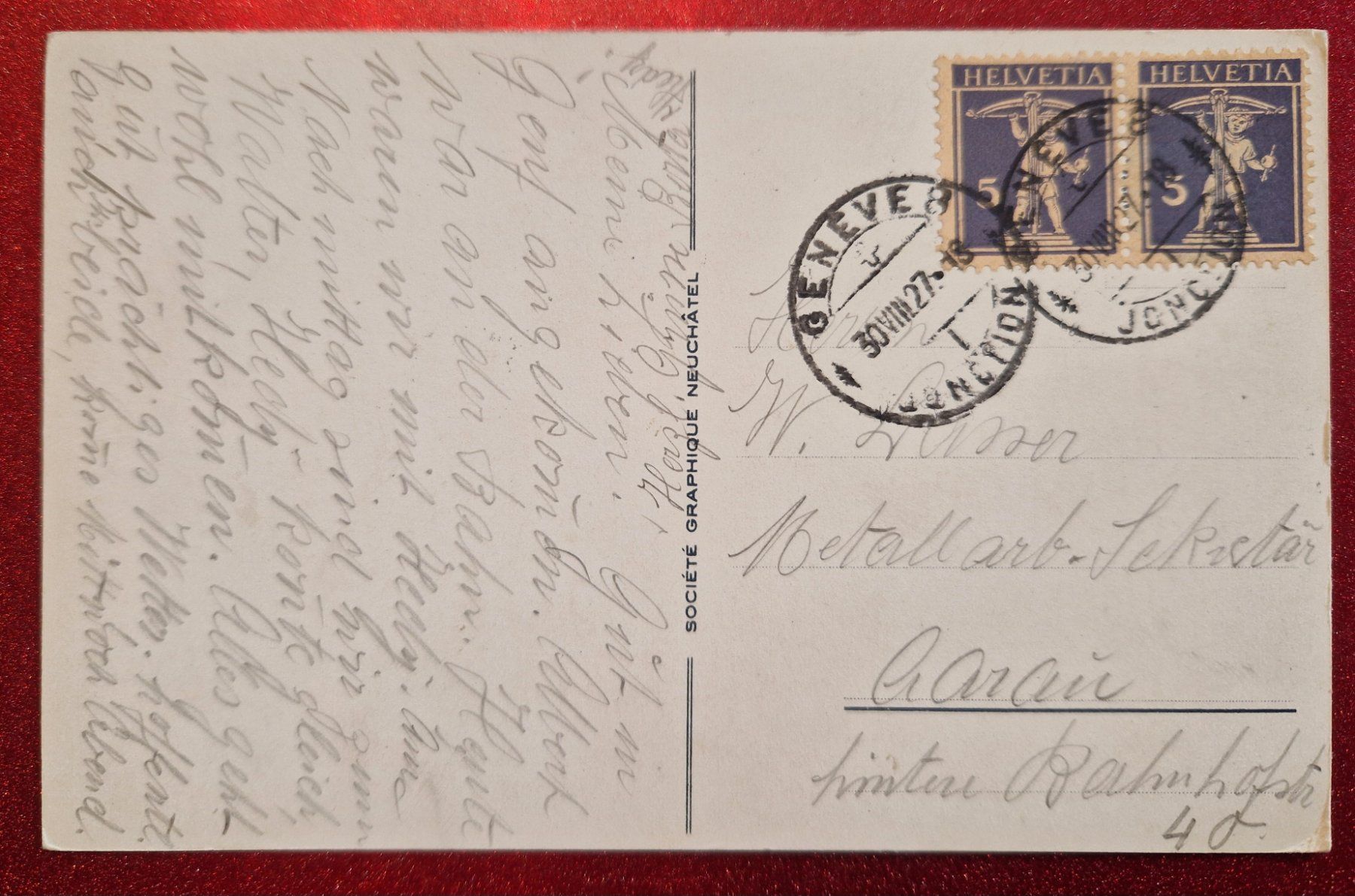 Cartoline postali: Genf mit Mont Blanc 1927 – Usato da Melchnau venduto da Arthurius 1