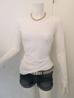 🤩MANGO LANGARM T-SHIRT WEISS MIT SILBER-NÄHTE