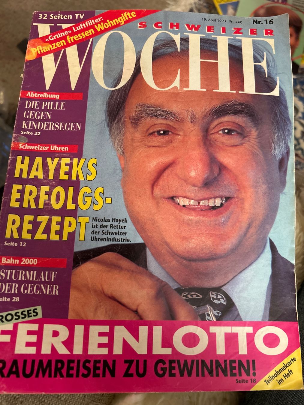 Riviste & Magazine: Schweizer woche 19.4.1993 Nicolas Hayek – Usato da Champfèr venduto da Rothli