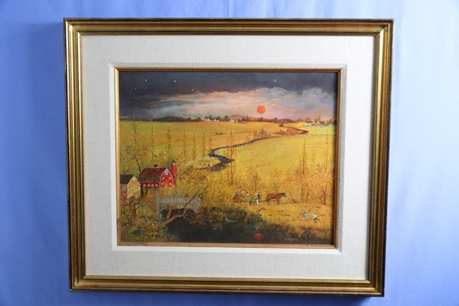 Dipinti: Ann Hardy, Gemälde "Heuwagenfahrt", feinste Malerei. – Usato da Zug venduto da Kunst-Fundgrube