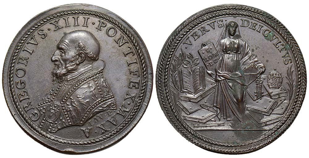 Medaglie: Rom, Gregor XIII, Bronzemedaille, Religion – Usato da Chiasso venduto da Novamarketing