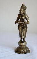 Vintage Deepalakshmi Bronze Messing Indien Tempelfigur Yoga