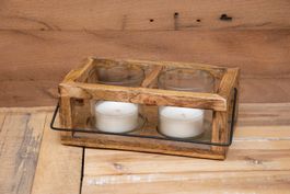 Windlichtkörbchen aus Holz, Windlicht Deko