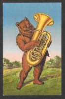 Bärenkarte Bär der Tuba spielt Feldpoststempel