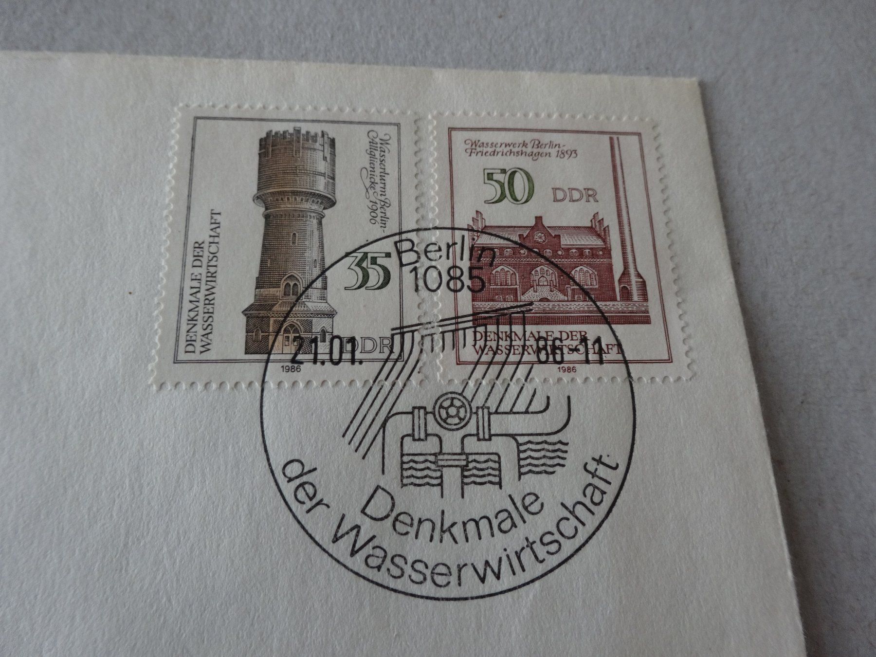 Alle Briefmarken: Ersttagsbrief Denkmale der Wasserwirtschaft Berlin – Gebraucht aus Neerach von jenny062 1