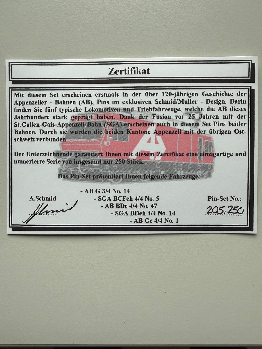 Placchette & Badge: Lok Pin Appenzeller Bahnen Schmid Müller – Usato da Münsingen venduto da Kilchenm 2