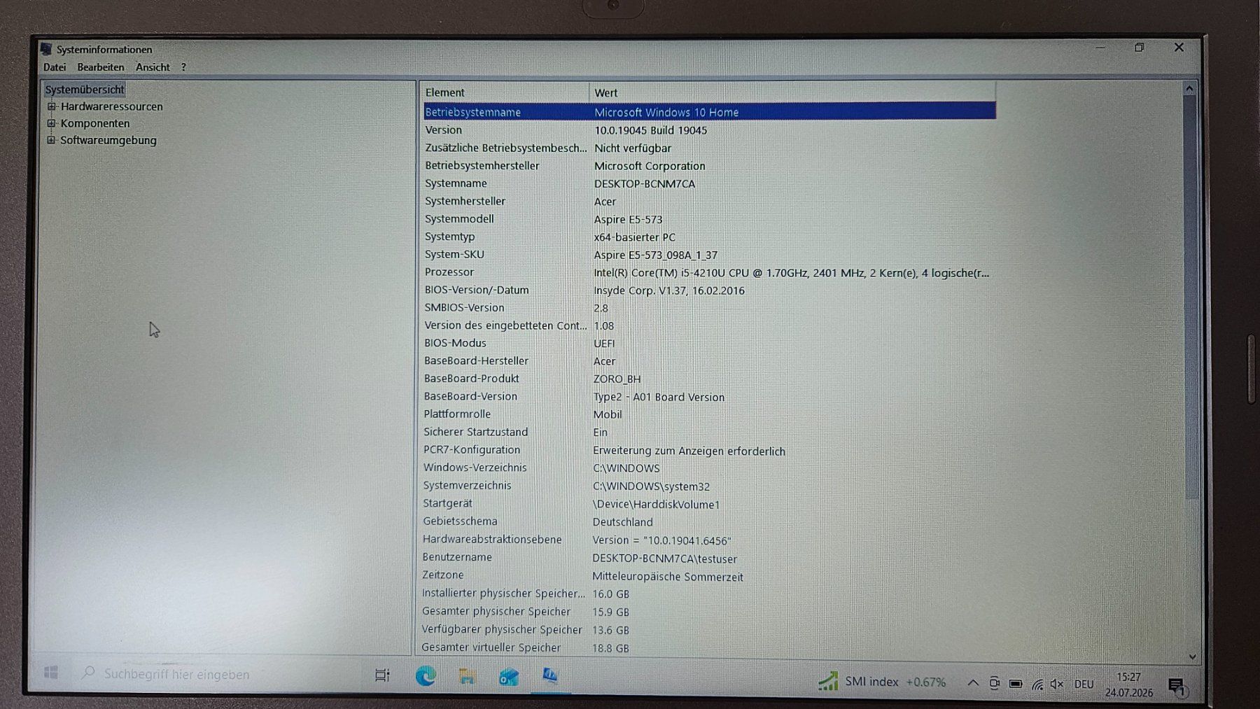 Acer Notebook: Acer Aspire E5-573 | 16 GB RAM | Windows 10 – Usato da Winterthur venduto da Chefmeischter 3