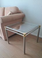 Beistelltisch Glas Metall verchromt Messing Akzente quadr...