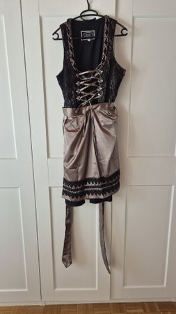 Dirndl Kleid schwarz bronze mit Bluse schwarz, Gr. 42