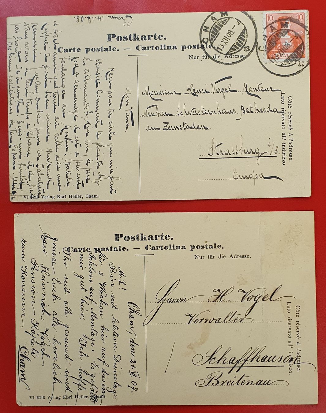 Ansichtskarten: 2 alte Ansichtskarten Schloss St. Andreas Cham – Gebraucht aus Kreuzlingen von Rschweiz1 1