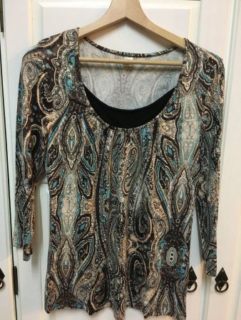 Langarmshirt, Gr.36, Viskose, bunt