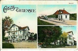 Geuensee LU 3 Bild ca. 1920 Bahnhof Dampflokomotive selten