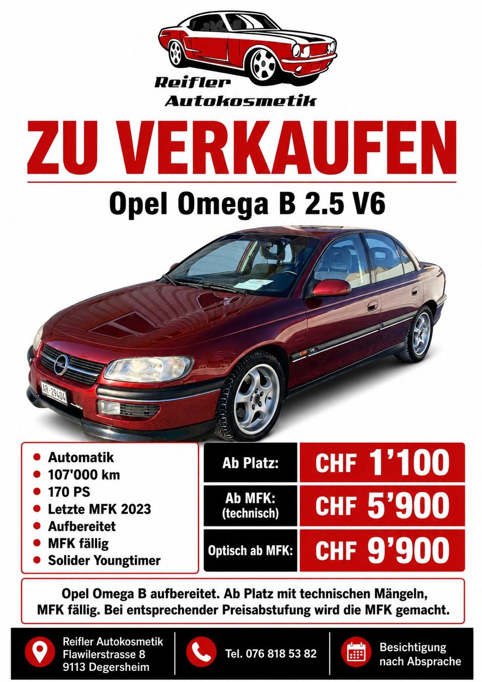 Opel Automobili: Opel Omega B 2.5 V6 – Usato da Degersheim venduto da ReiflerAutokosmetik
