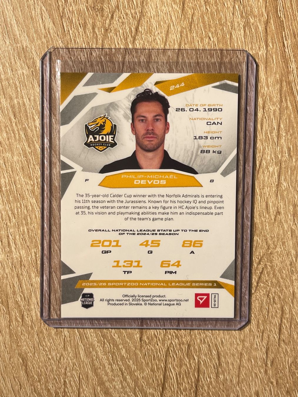 Sportzoo Carte collezionabili: Philip-Michaël Devos HC Ajoie 05/10 – Usato da Thun venduto da Suomitiger 1