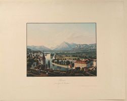 Thun altkolorierte Aquatinta von Straub