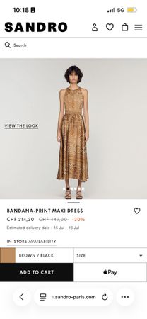 Brandneues Sandro Bandana-Print Maxi Kleid Grösse 34